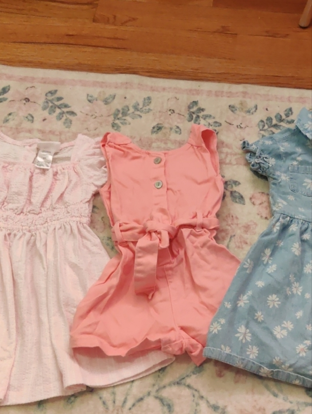 Girls' Pastel Dress Trio - Pink, Coral & Light Blue